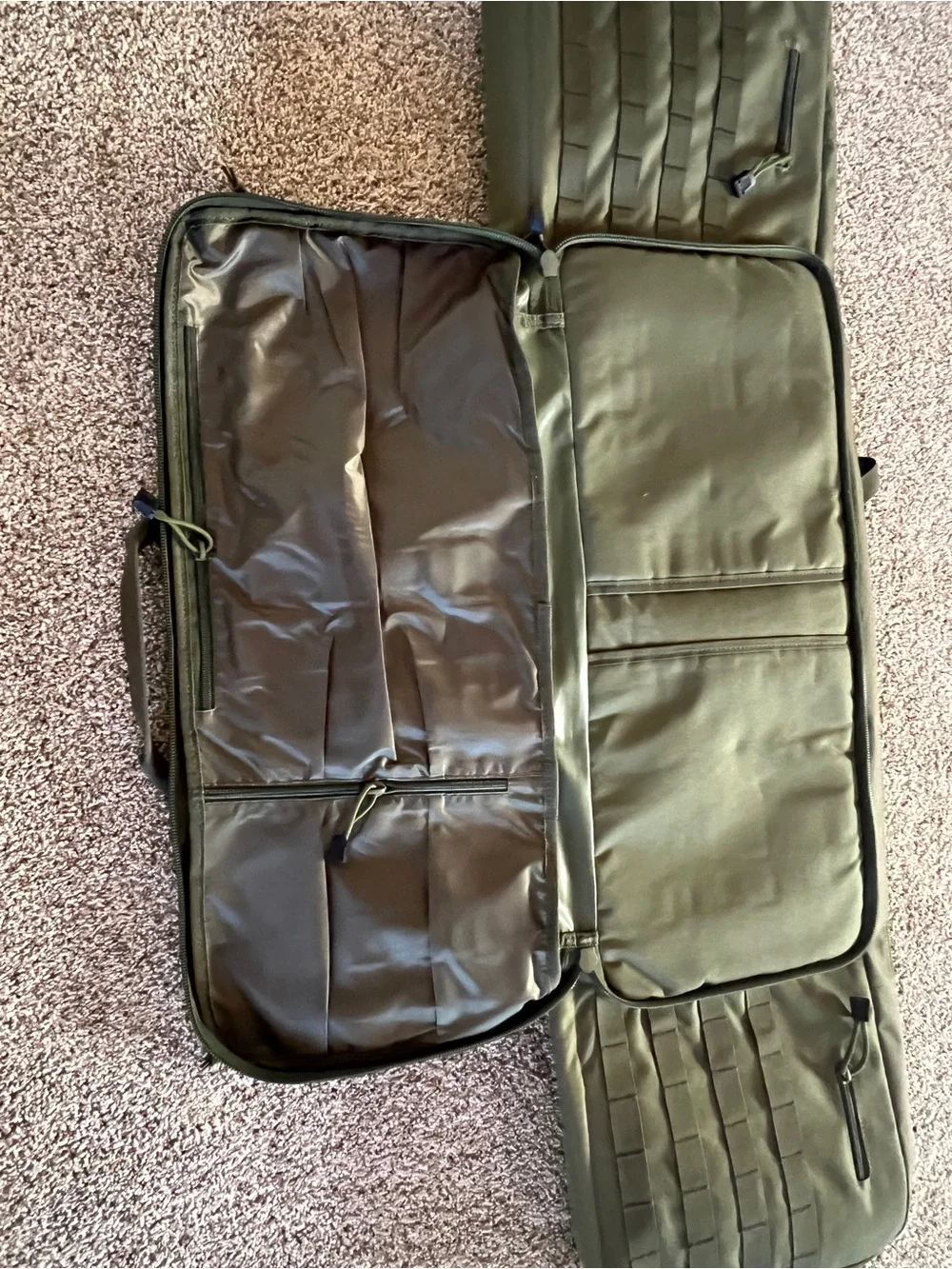 Tactical Olive Green Rifle Case with Pouches with back pack straps MOLLE webbing